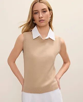 Ann Taylor Collared Sweater Vest sold by Ann Taylor