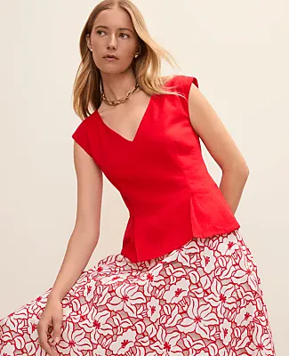 Ann Taylor Petite Peplum Top in Linen Blend sold by Ann Taylor