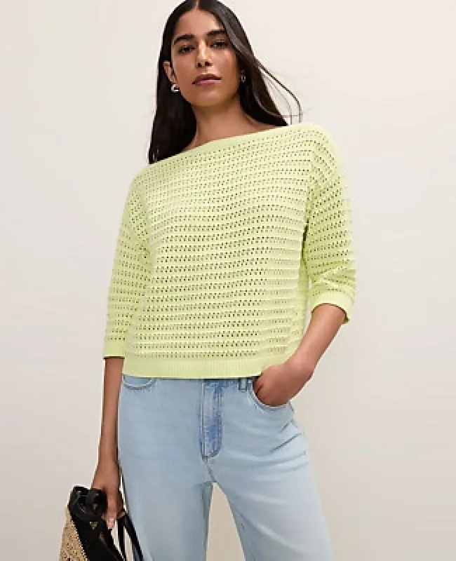 Ann Taylor Pointelle Boatneck Sweater made by Ann Taylor