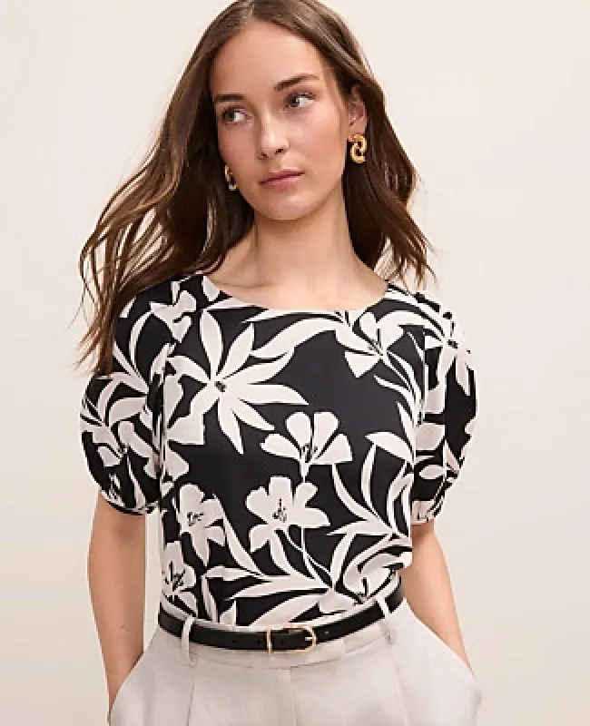 Ann Taylor Petite Floral Boatneck Blouse made by Ann Taylor