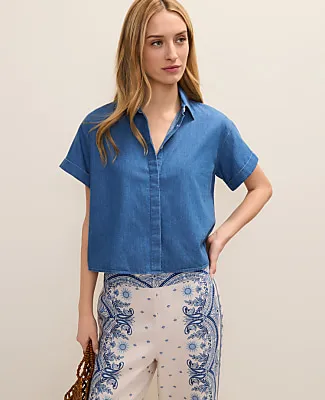 Ann Taylor Weekend Button Down Shirt in Chambray sold by Ann Taylor