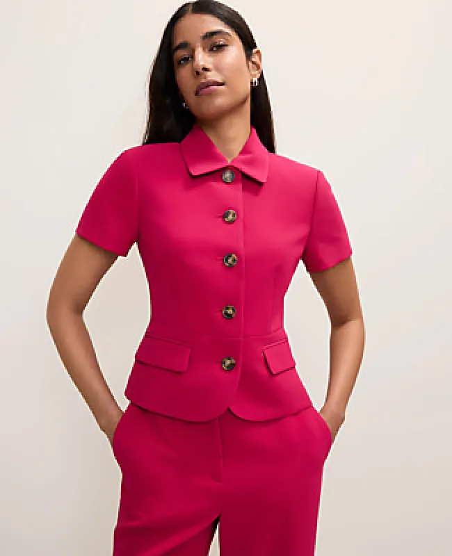 Ann Taylor The Petite Collared Jacket in Fluid Crepe made by Ann Taylor