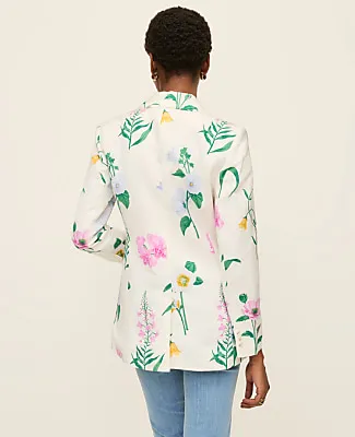 Ann Taylor The Petite Long Single Button Blazer in Floral Linen Blend sold by Ann Taylor product image thumbnail 2