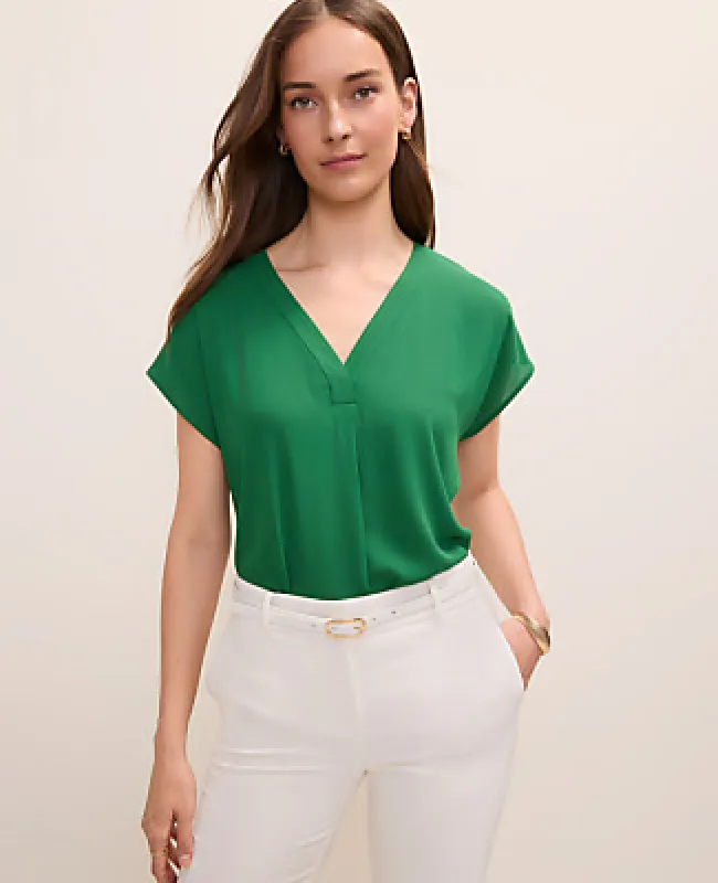Ann Taylor Mixed Media Pleat Front Top made by Ann Taylor