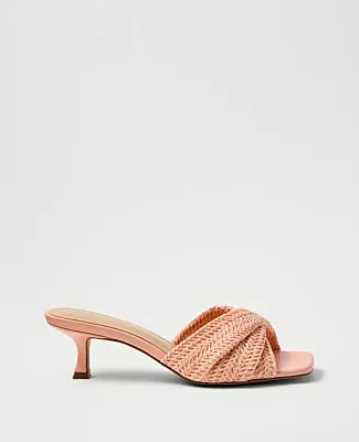 Ann Taylor Straw Kitten Heel Mule Sandal sold by Ann Taylor product image thumbnail 2