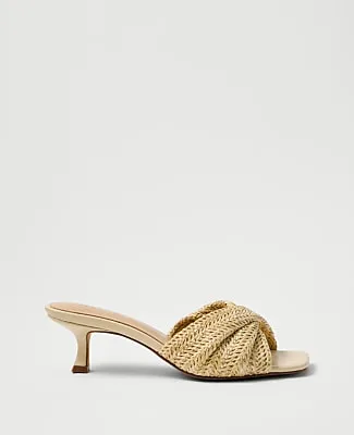 Ann Taylor Straw Kitten Heel Mule Sandal sold by Ann Taylor product image thumbnail 2