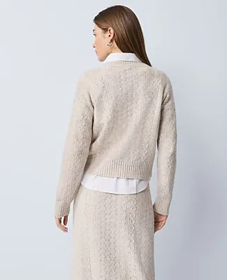 Ann Taylor Weekend Mixed Stitch Crew Neck Sweater sold by Ann Taylor product image thumbnail 2