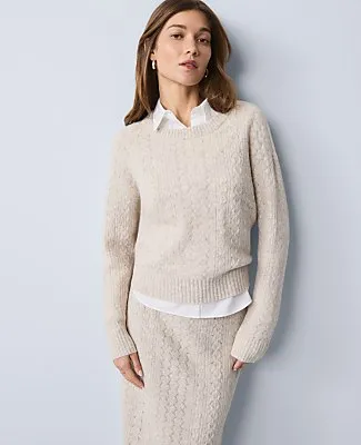 Ann Taylor Weekend Mixed Stitch Crew Neck Sweater sold by Ann Taylor product image thumbnail 3
