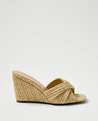 Ann Taylor Straw Wedge Sandal sold by Ann Taylor
