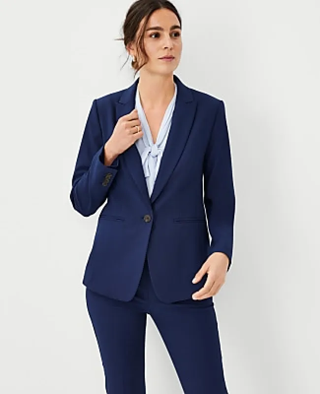 Ann Taylor The Petite Long Single Button Blazer in Bi-Stretch made by Ann Taylor