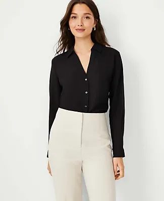 Ann Taylor Petite Essential Shirt in Satin sold by Ann Taylor