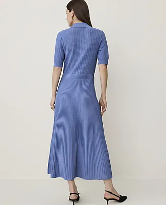 Ann Taylor Pointelle Polo Midi Sweater Dress sold by Ann Taylor product image thumbnail 2