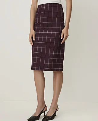 Ann Taylor The Petite Pencil Skirt in Windowpane sold by Ann Taylor product image thumbnail 2