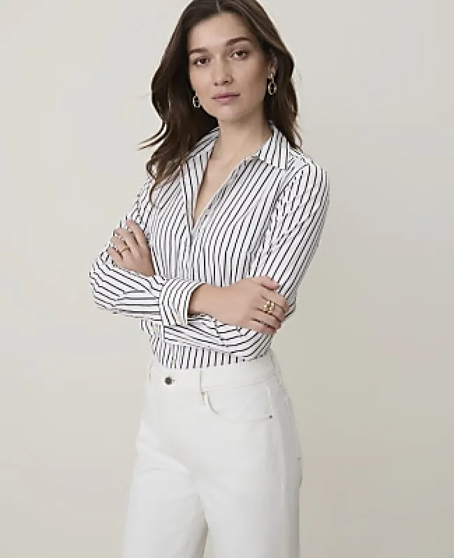 Ann Taylor Striped Perfect Shirt made by Ann Taylor