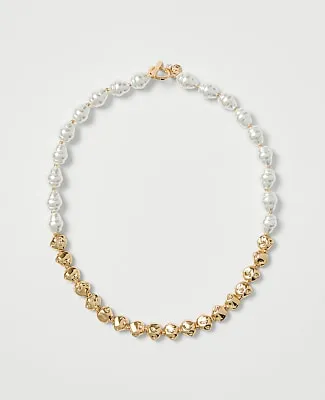 Ann Taylor Mixed Pearl and Metal Necklace sold by Ann Taylor