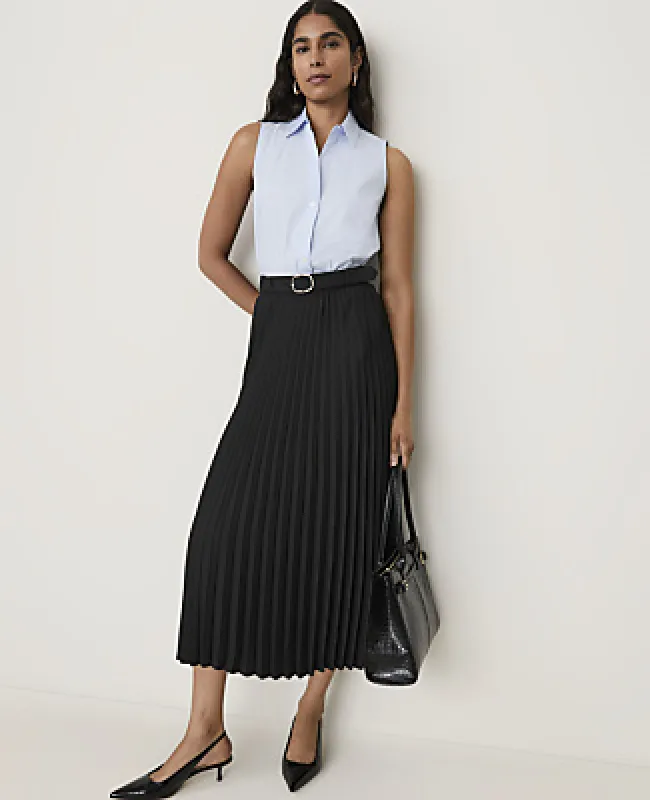 Ann Taylor Petite Belted Pleated Midi Skirt made by Ann Taylor