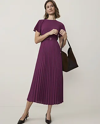 Ann Taylor Petite Pleated Flare Midi Dress sold by Ann Taylor
