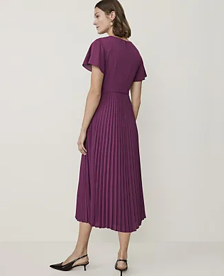Ann Taylor Petite Pleated Flare Midi Dress sold by Ann Taylor product image thumbnail 2