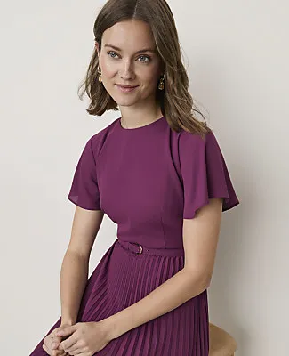 Ann Taylor Petite Pleated Flare Midi Dress sold by Ann Taylor product image thumbnail 3