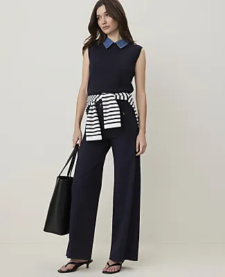 Ann Taylor Petite Weekend Denim Collar Sweater Vest sold by Ann Taylor product image thumbnail 3