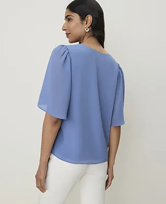 Ann Taylor Flutter Sleeve V-Neck Popover Top sold by Ann Taylor product image thumbnail 2