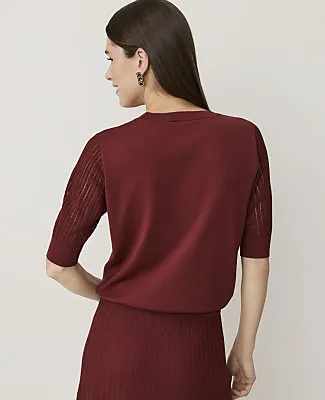 Ann Taylor Petite Pointelle Sleeve Sweater Tee sold by Ann Taylor product image thumbnail 2