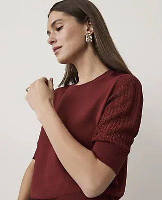 Ann Taylor Petite Pointelle Sleeve Sweater Tee sold by Ann Taylor product image thumbnail 3