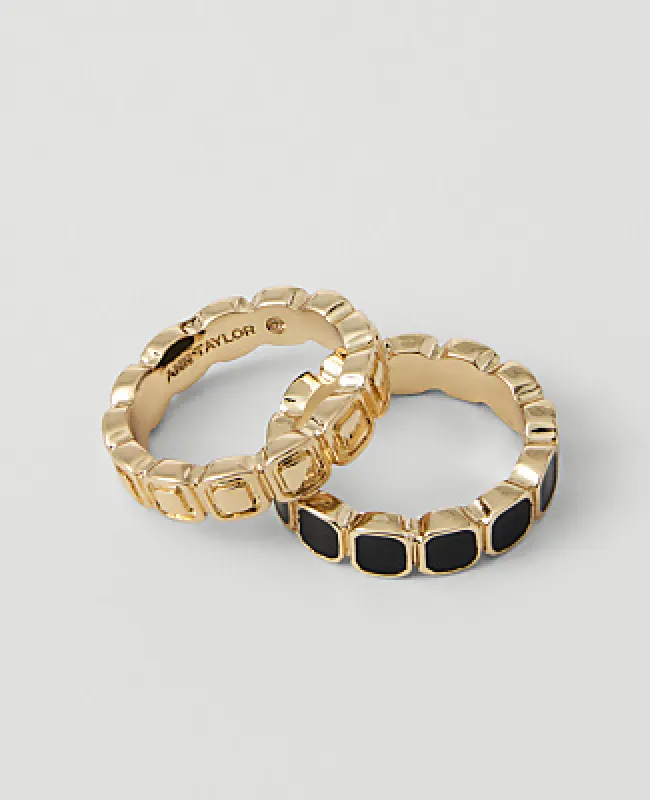 Ann Taylor Metal Stone Ring Set made by Ann Taylor
