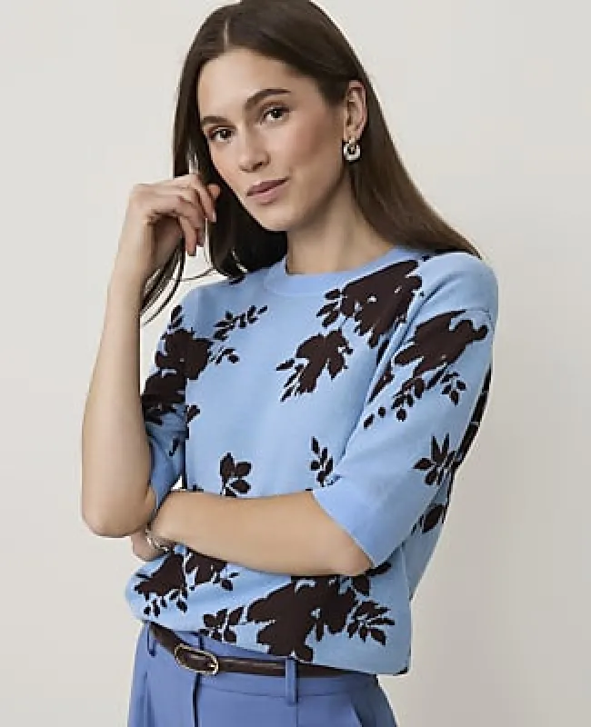 Ann Taylor Floral Jacquard Sweater Tee made by Ann Taylor