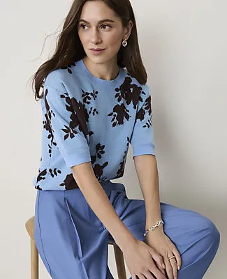 Ann Taylor Floral Jacquard Sweater Tee sold by Ann Taylor product image thumbnail 3