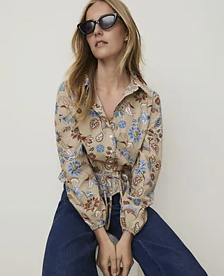 Ann Taylor Weekend Floral Tie Waist Blouse sold by Ann Taylor product image thumbnail 3