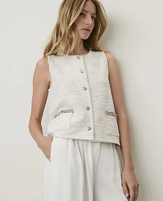 Ann Taylor Metallic Tweed Button Tank Top sold by Ann Taylor