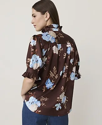 Ann Taylor Petite Floral Ruffle Collar Shirt sold by Ann Taylor product image thumbnail 2