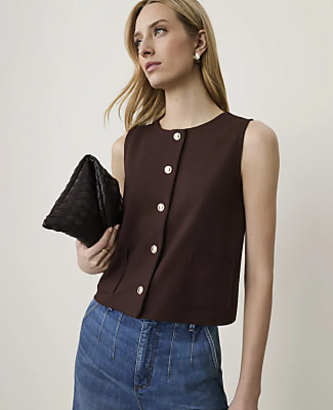 Ann Taylor Petite Button Patch Pocket Top made by Ann Taylor