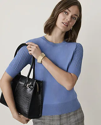 Ann Taylor Pointelle Sleeve Sweater Tee sold by Ann Taylor
