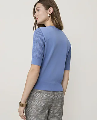 Ann Taylor Pointelle Sleeve Sweater Tee sold by Ann Taylor product image thumbnail 2