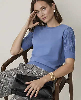 Ann Taylor Pointelle Sleeve Sweater Tee sold by Ann Taylor product image thumbnail 3