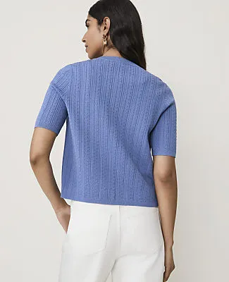 Ann Taylor Mixed Stitch Short Sleeve Cardigan sold by Ann Taylor product image thumbnail 2