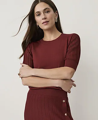 Ann Taylor Petite Pointelle Sleeve Sweater Tee sold by Ann Taylor