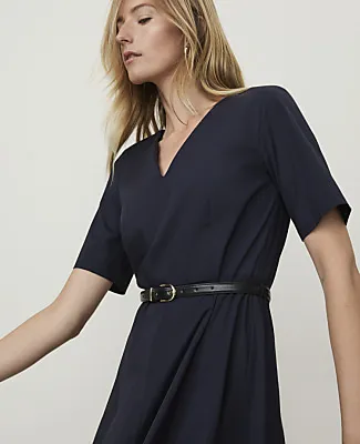 Ann Taylor Belted V-Neck Midi Dress sold by Ann Taylor product image thumbnail 3