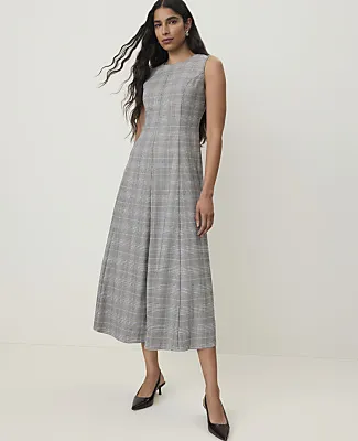 Ann Taylor Plaid Crew Neck Midi Dress sold by Ann Taylor