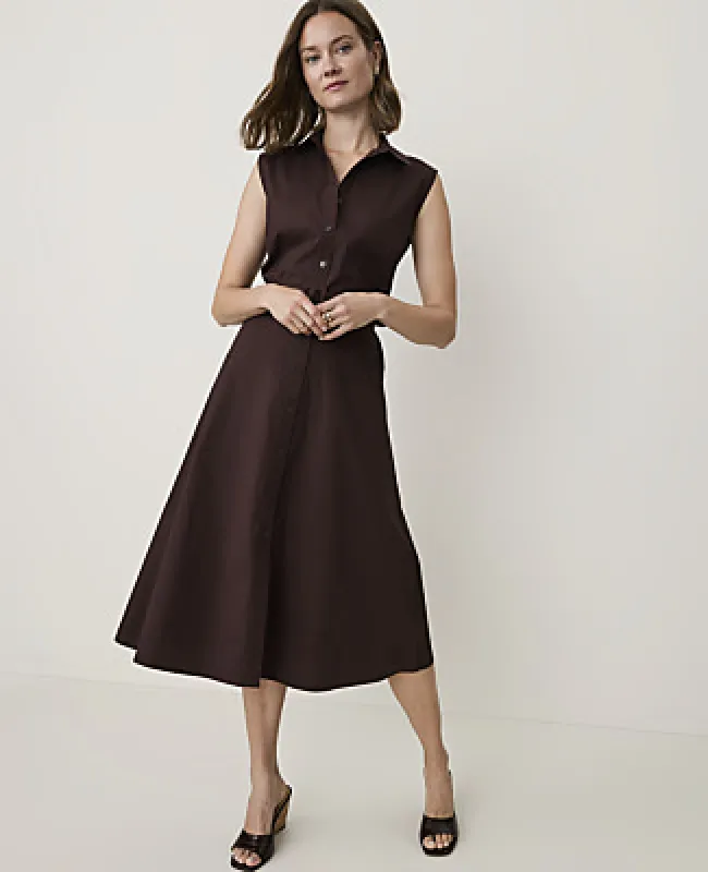 Ann Taylor Petite Sleeveless Collared Midi Shirtdress made by Ann Taylor