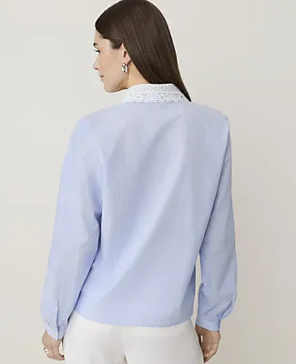 Ann Taylor Striped Lace Trim Blouse sold by Ann Taylor product image thumbnail 2