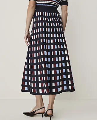 Ann Taylor Petite Checked Pleated Midi Sweater Skirt sold by Ann Taylor product image thumbnail 3