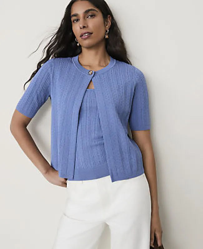 Ann Taylor Mixed Stitch Short Sleeve Cardigan made by Ann Taylor