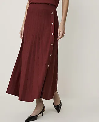 Ann Taylor Pleated Button Midi Skirt sold by Ann Taylor product image thumbnail 2