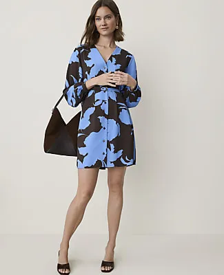 Ann Taylor Petite Floral Belted V-Neck Flare Dress sold by Ann Taylor