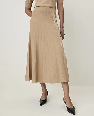 Ann Taylor Pleated Button Midi Skirt sold by Ann Taylor product image thumbnail 2