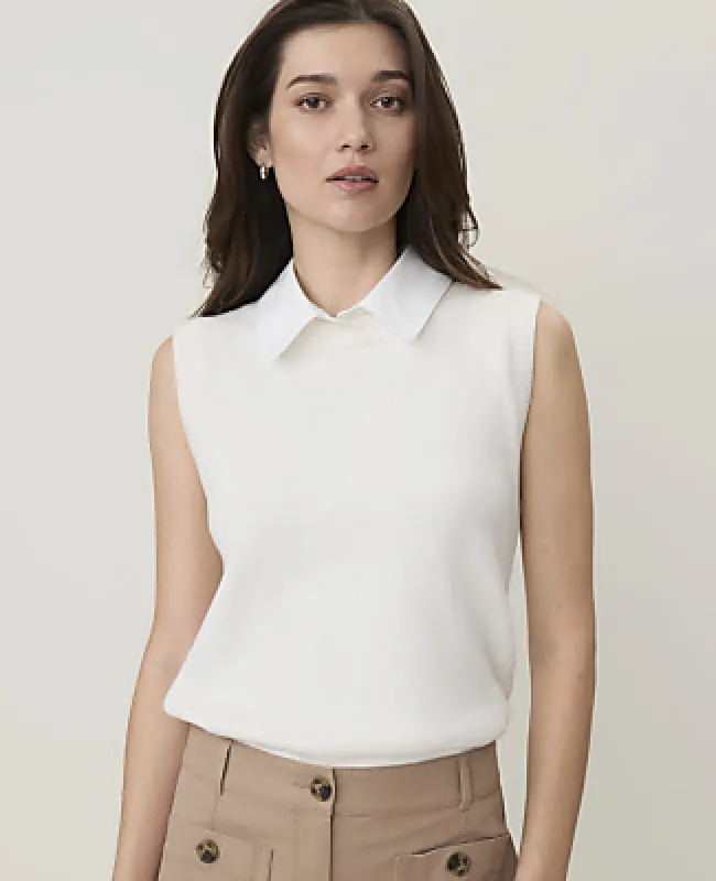 Ann Taylor Weekend Collared Sweater Vest made by Ann Taylor