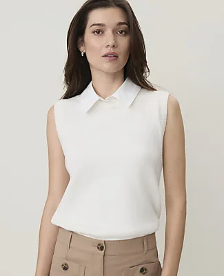 Ann Taylor Weekend Collared Sweater Vest sold by Ann Taylor